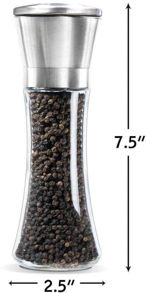 Premium Stainless Steel Salt and Pepper Grinder Set - Pepper Mill and Salt  Mill, Spice Grinder with Adjustable Coarseness, Ceramic Rotor, Tall Salt  and Pepper Shaker, Brushed Stainless 