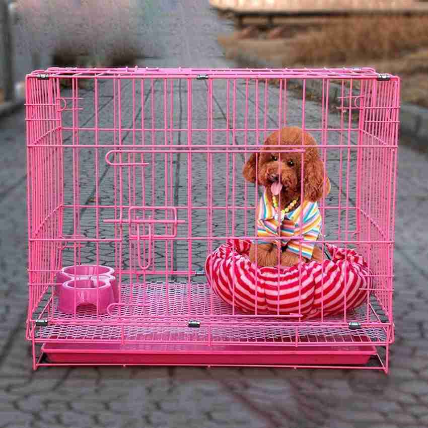 Pink top dog cage