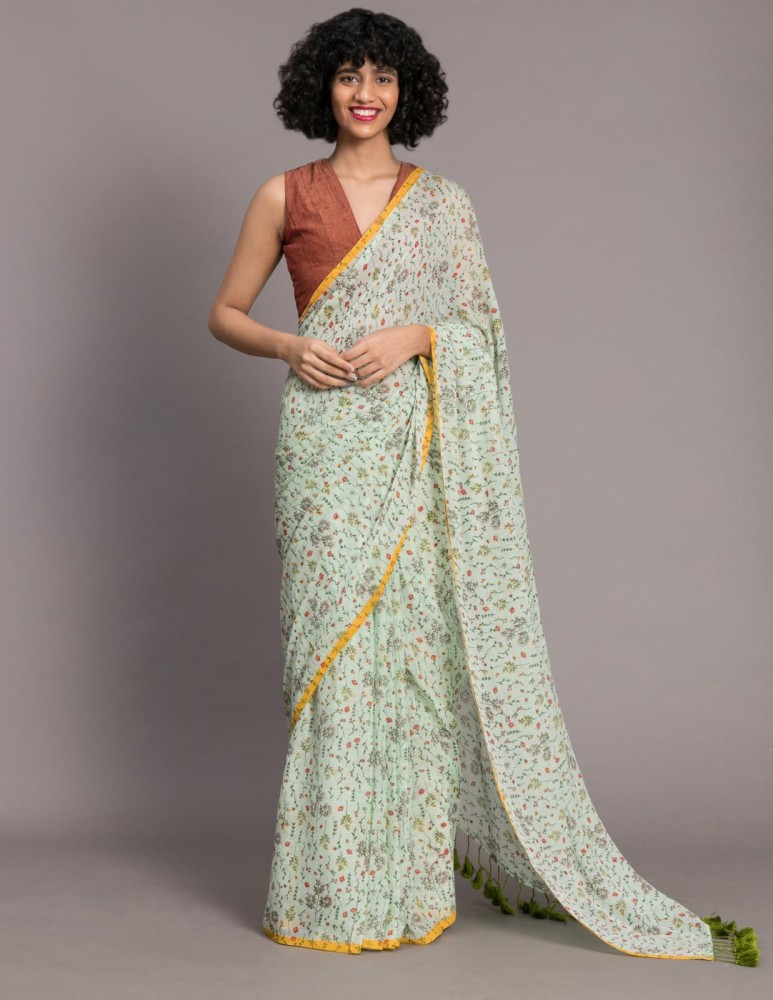 Buy Suta Printed Daily Wear Pure Cotton Green Sarees Online Best