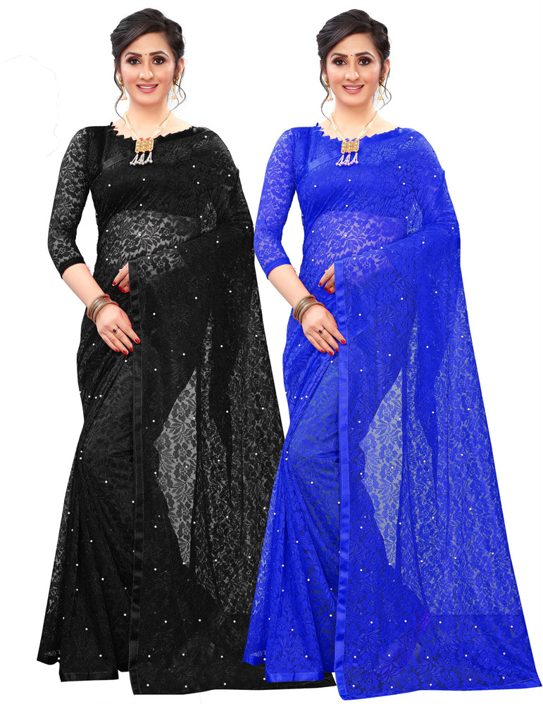 Designer net saree cheap on flipkart