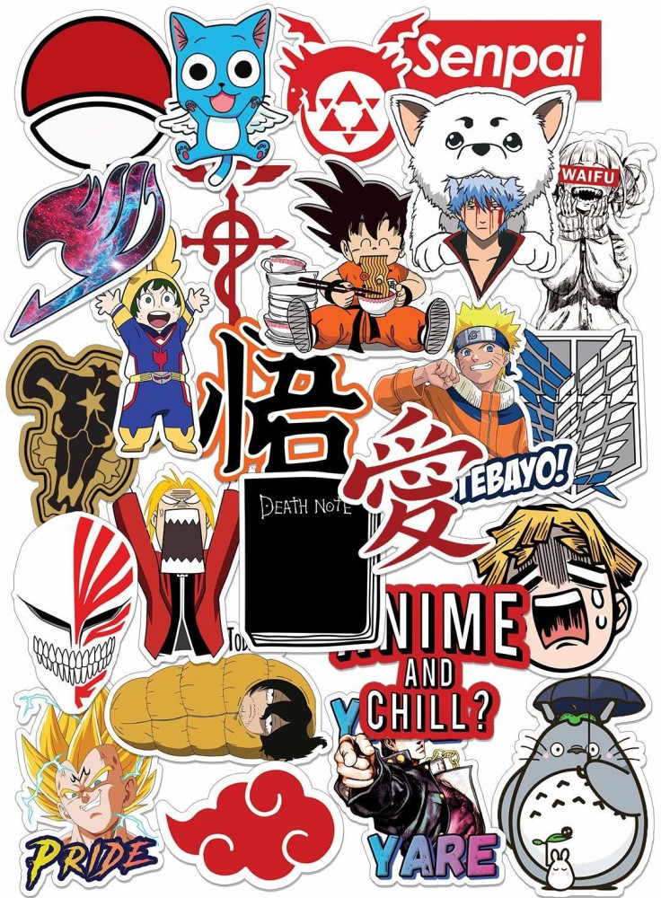 CLICKEDIN 635 cm Anime Vinyl StickersPack of 50 Naruto Dragon Ball z  Attack on Titan and More Self Adhesive Sticker Price in India  Buy  CLICKEDIN 635 cm Anime Vinyl StickersPack of
