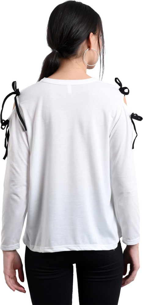 Raabta white cold online shoulder top