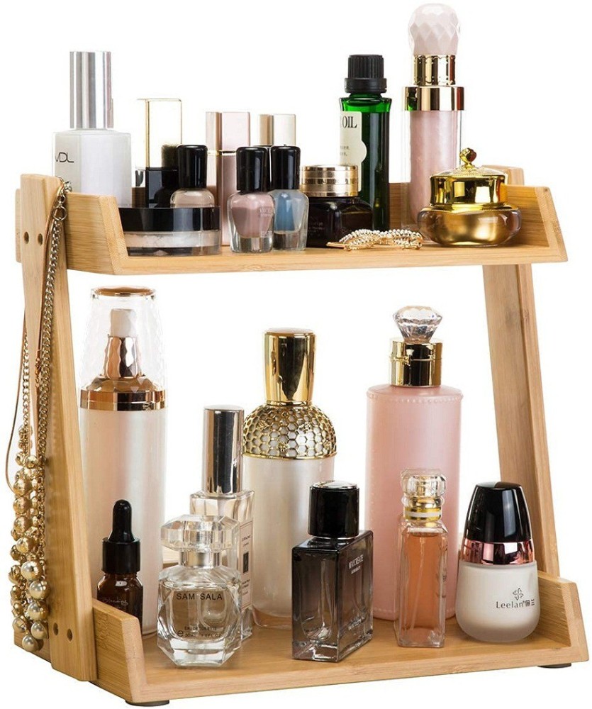 Wooden Makeup Organizer Desktop Storage For Vanity Multifunctional