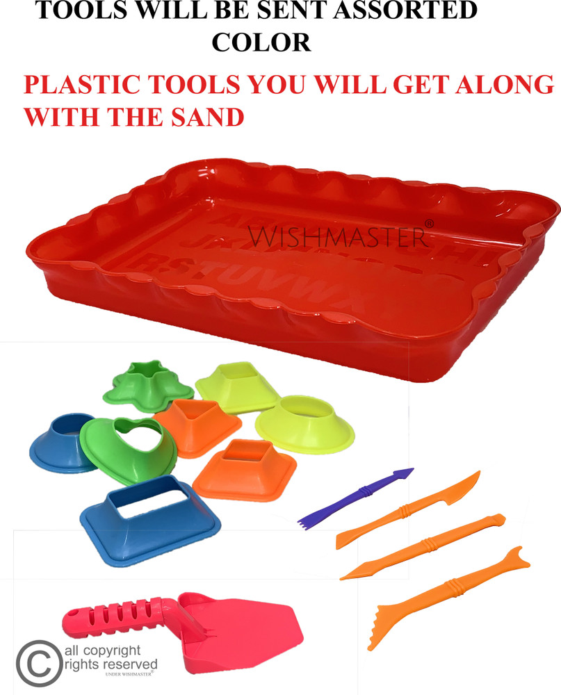 Miniature Mart Shape Making Kids Paying Indoor Outdoor Kinetic Sand For Girls Boys With Different Shape Making Tools Like Square Round Star Heart Etc. Molds With 500 Grams Sand 1 Tray