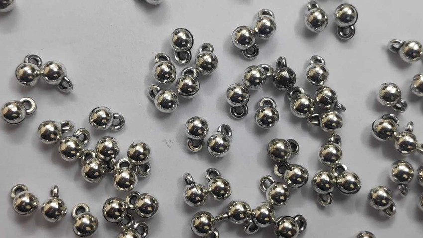 SPARKLE Silver Oxidized Round Ball Shape Beads For necklace other Jewellery Making DIY Do It Yourself 1.5CM PACK OF 100 Silver Oxidized Round Ball Shape Beads For necklace other Jewellery Making