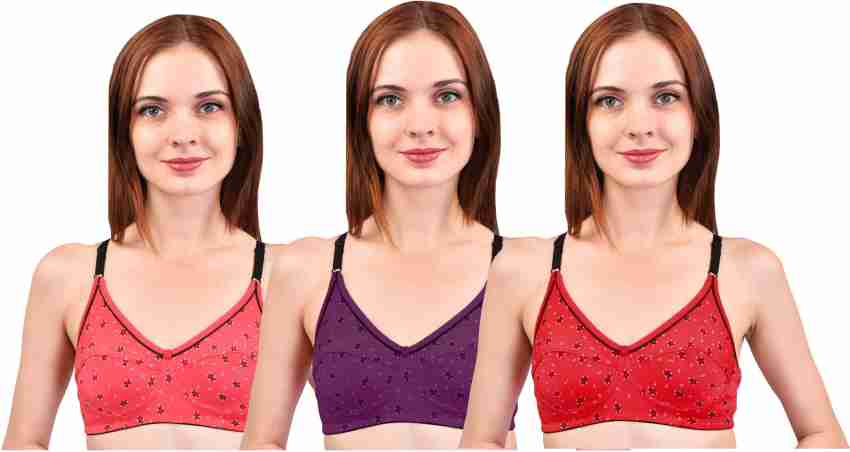 Buy POOJA RAGENEE Pack Of 3 Full Coverage Non Padded Cotton T