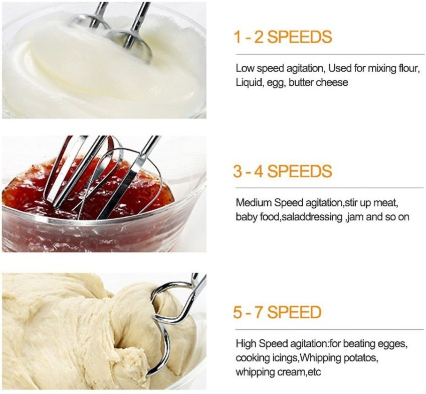 Electric Handheld Whisk 7 Speed Hand Mixer Egg Beater Kitchen Cream Cake  Blender