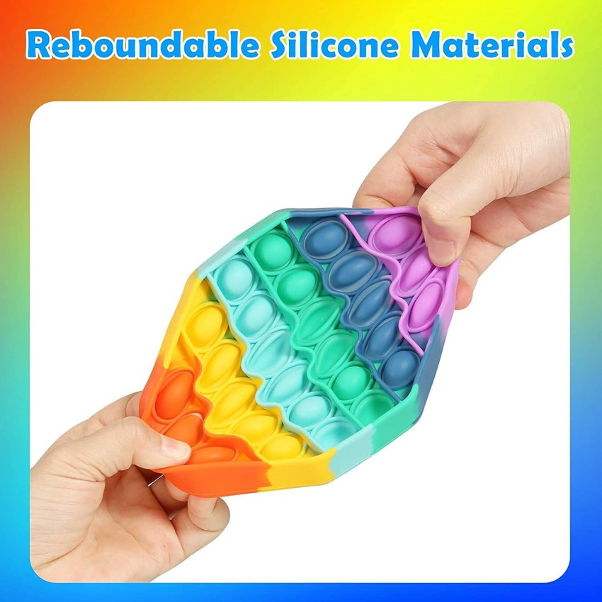 2 Packs Pop Fidget Sensory Toys, Autism Special Needs Stress Relief  Silicone Pressure Relieving Toys, Round and Square Squeeze Toys for Kids  Children