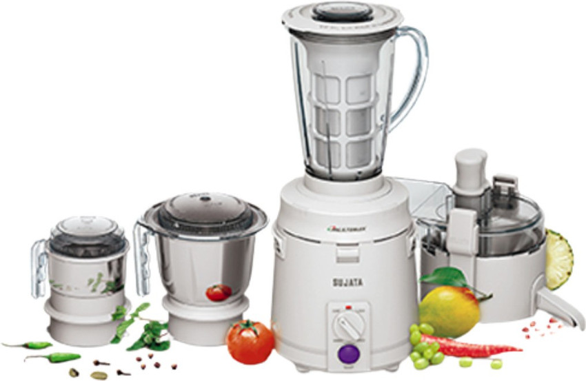 SUJATA Multimix with coconut Milk extractor 900 w JMJ 900 Juicer Mixer Grinder 4 Jars White