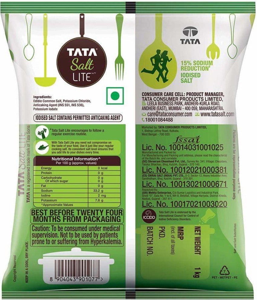 Buy Tata Salt Super Lite Iodized Salt - 30 % Less Sodium Online at