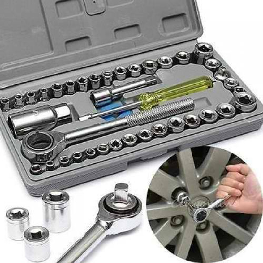 PRIMEFAIR 40 Pcs Tool Kit Including Box Combination Socket