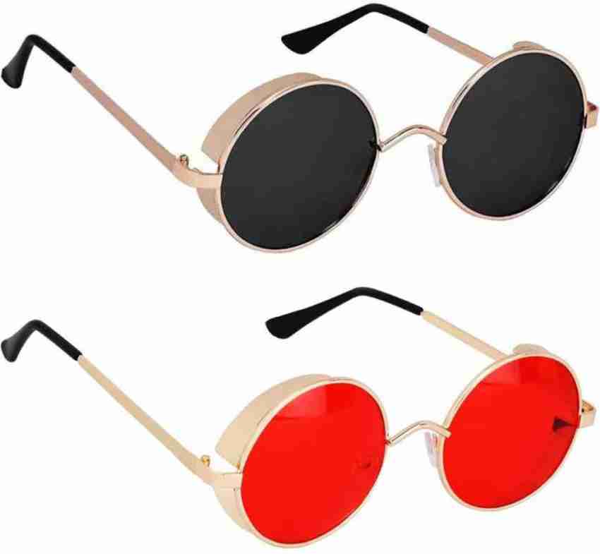 Buy neel work Round Sunglasses Black, Red For Men & Women Online