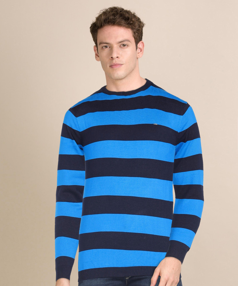 Light blue and white striped sweater 2025