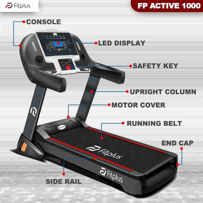 FITPLUS FP Active 1000 Commercial AC Motor 6 HP Peak Power Treadmill