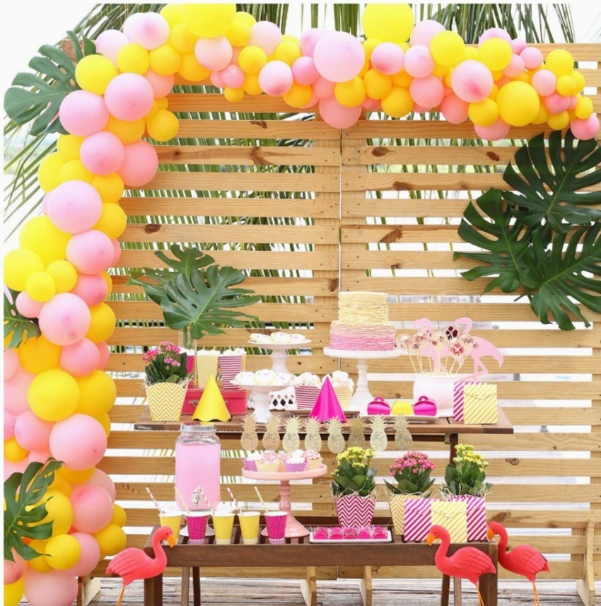 Pink Happy Birthday Decoration W/ Pink Balloons Pink Birthday Party  Decorations Balloon Pink Themed Birthday Party 