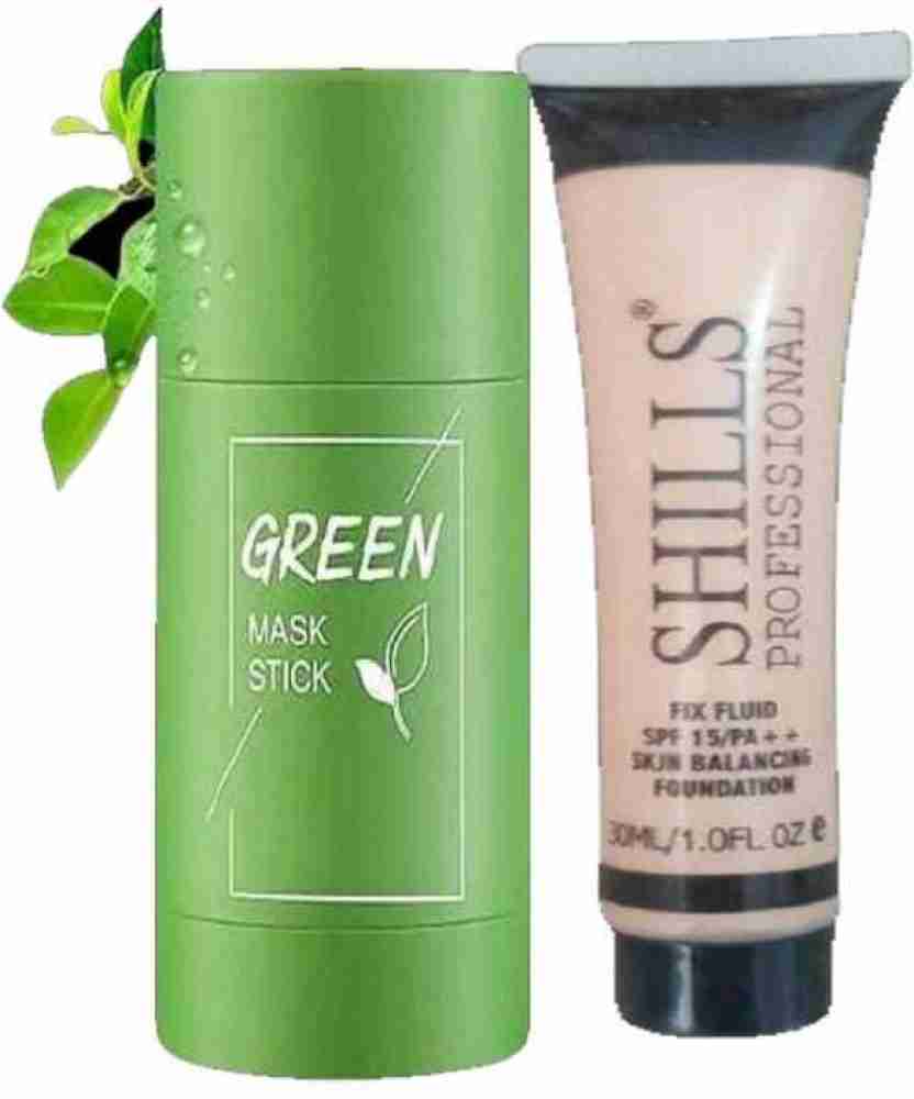 XBY Green Tea Purifying Clay Stick Mask Oil Control Anti Acne Cleaning  Solid Mask (40 ml) WITH SHILLS FOUNDATION Price in India - Buy XBY Green  Tea Purifying Clay Stick Mask Oil