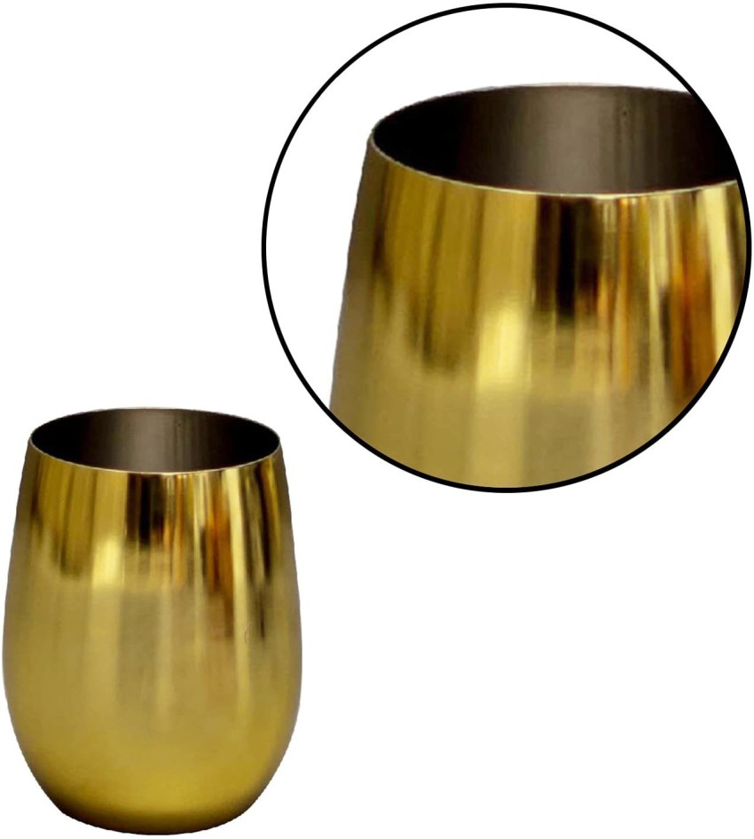 Buy JGS Brass Wine Glass Drink Ware Set of 2 for Home (Golden