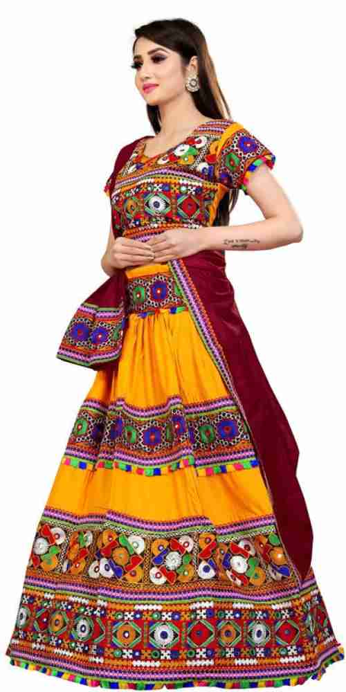 Banjara India Cotton Long Flair Aari Embroidery Kutch Work (Lehenga Ch