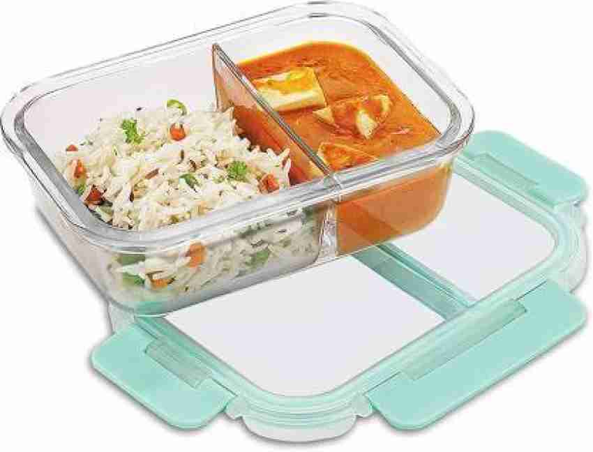 LIBRA 2 Partition/ Compartment Lunch Box/ Container Glass  Lunch Box Food Storage Container ( 1 Box ) 1 Containers Lunch Box 