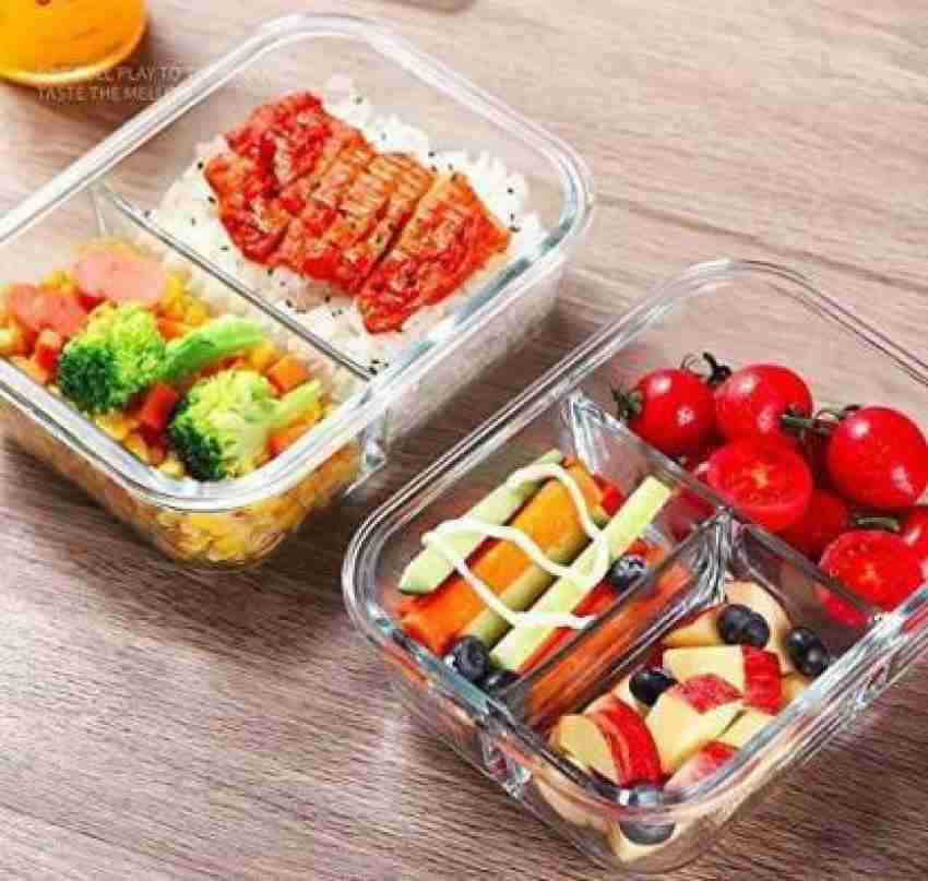 LIBRA 2 Partition/ Compartment Lunch Box/ Container Glass  Lunch Box Food Storage Container ( 1 Box ) 1 Containers Lunch Box 