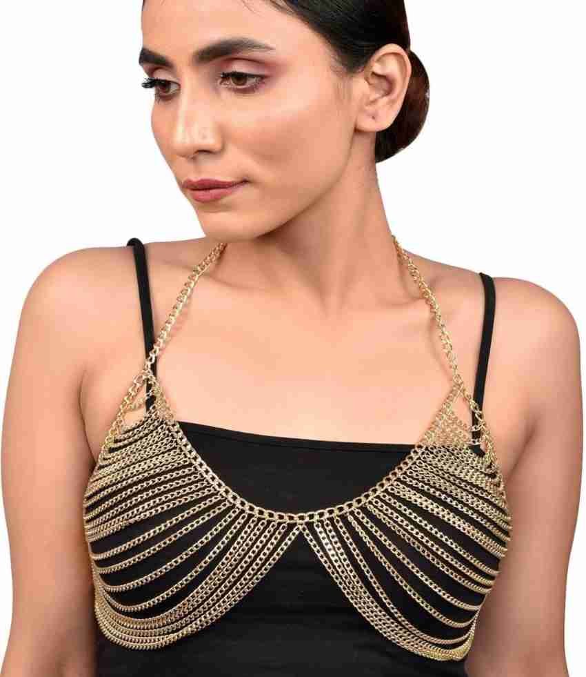 FEMNMAS Victoria Style Golden Adjustable Body Bra Chain For
