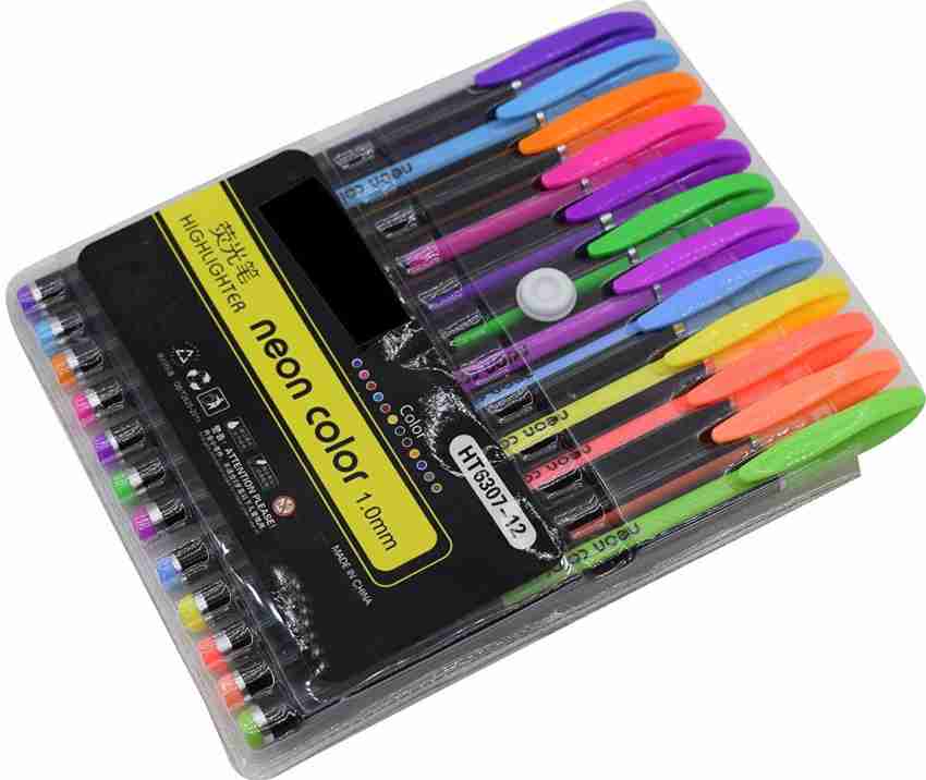 Levin neon Gel Pens Set 12 Color Gel Pens,Highlighter, Neon Pens Set Good  Gift For Coloring Kids Sketching Painting Drawing (Highlighter gel pen) Gel  Pen - Buy Levin neon Gel Pens Set