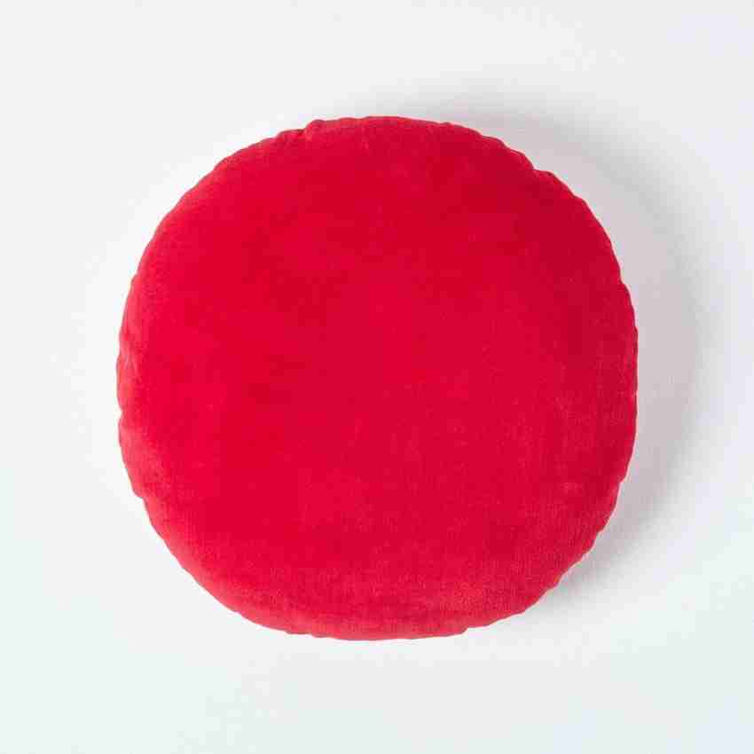 Wondershala Red Round cushion pillow Microfibre Solid Cushion Pack