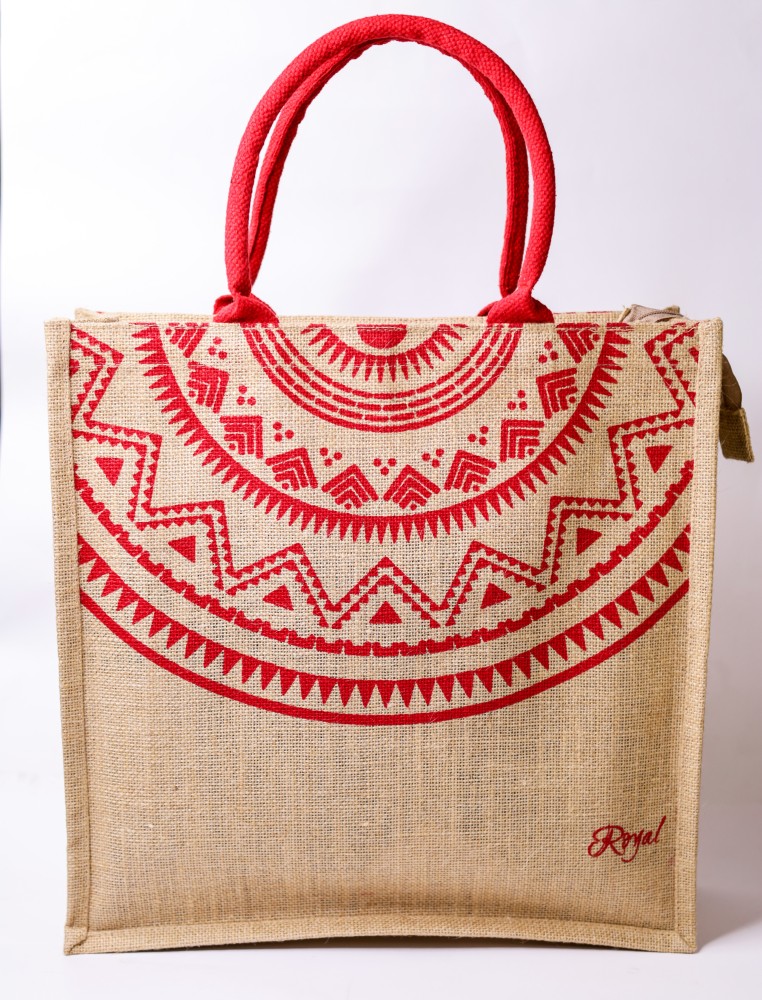 Royal Fabric Bags Red Tote Jute Bag Mandala Print Red Red Price in India Flipkart