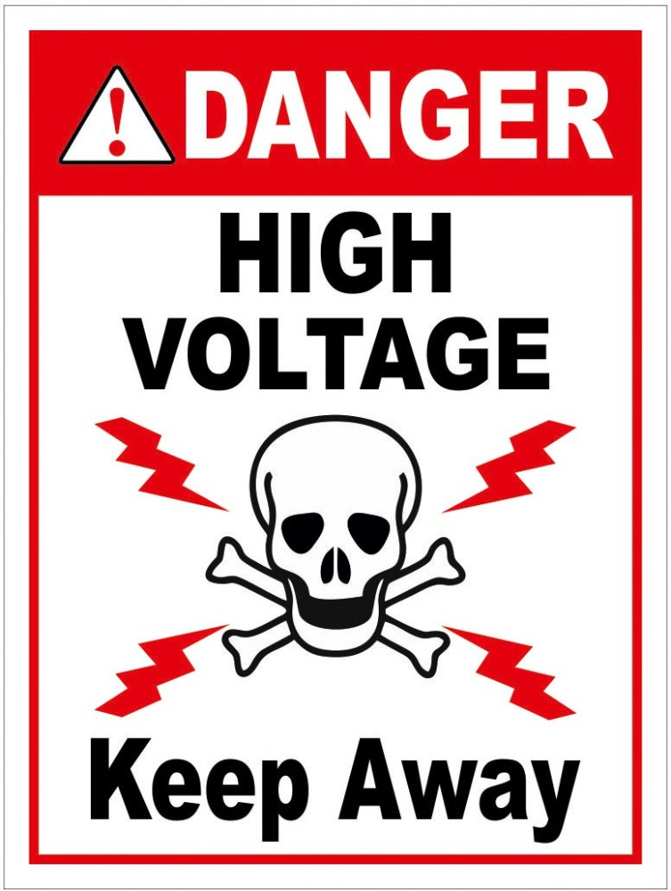 Guru Production 20.32 cm Guru Decor Danger High Voltage Sticker Sticker  Pack of 4 Pcs Self Adhesive Sticker Price in India - Buy Guru Production  20.32 cm Guru Decor Danger High Voltage