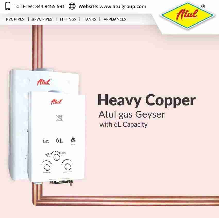 ATUL 6 L Gas Water Geyser (100% Copper Tank 900 gm Instant Gas LPG Water  Heater with Anti Rust Coating Geyser ISI Approved (White Metallic)  (Comfort), White) Price in India - Buy ATUL 6 L Gas Water Geyser (100%  Copper Tank 900 gm Instant Gas ...