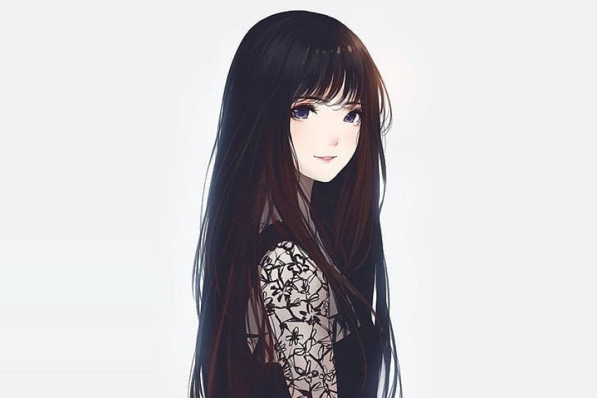 Blue Eyes Long Black Hair Anime Girl HD Anime Girl Wallpapers  HD  Wallpapers  ID 94115