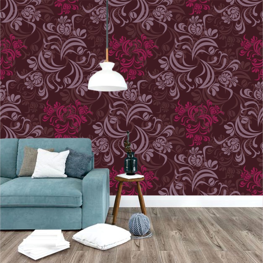 Holden Decor Alata Floral Burgundy Metallic Wallpaper  91434