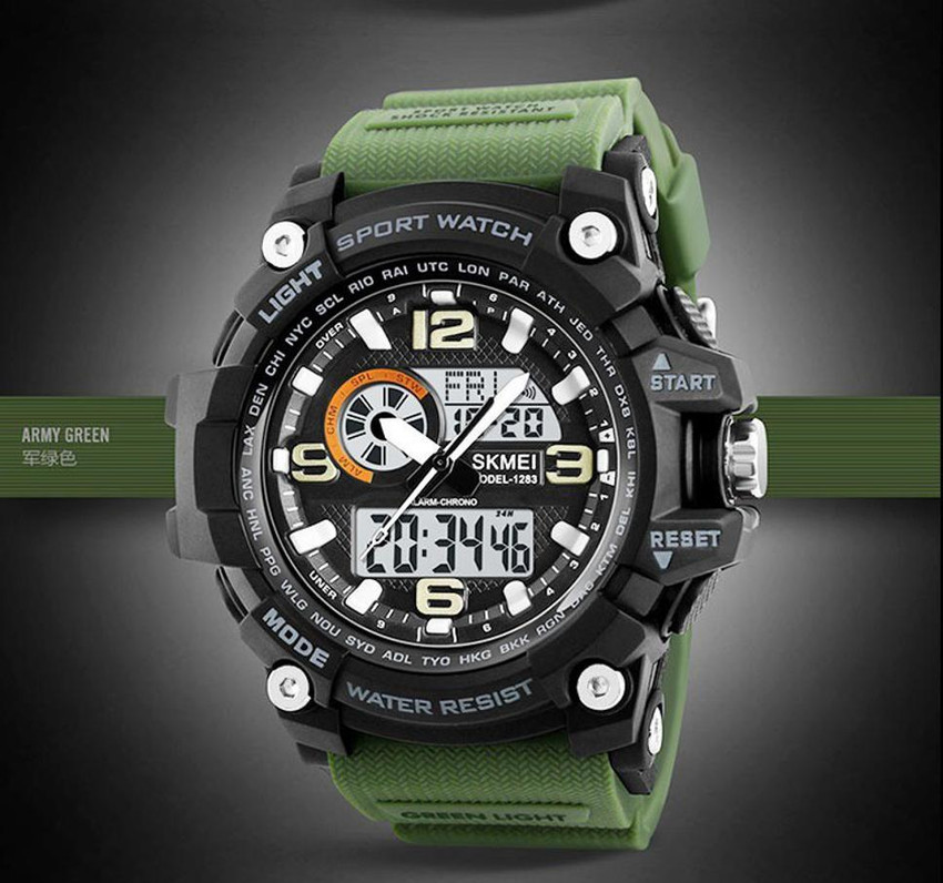 Nakshu 1283 Green Water Shock Resistance Alarm Digital Watch