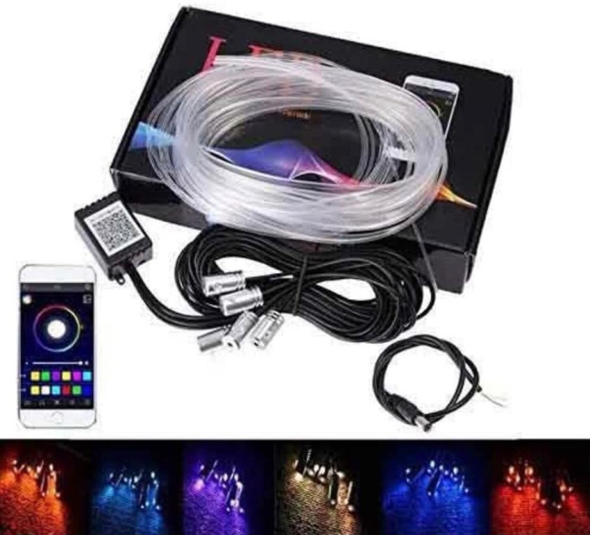 cardashion Car LED Interior Strip Light, 16 Million Colors 5 in 1 with 6  Meters Fiber Optic, Multicolor RGB Sound Active Automobile Atmosphere Ambient  Lighting Kit - Wireless Bluetooth APP Control Car