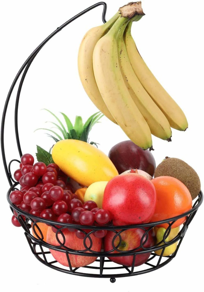 Chrome Banana Hanger Tree Holder Fruit Storage Bowl Basket Stand Hook  Orange New