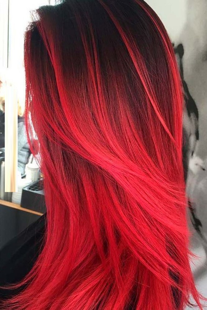 Dark, Fiery Red - Behindthechair.com | Magenta hair, Long hair styles, Red  ombre hair