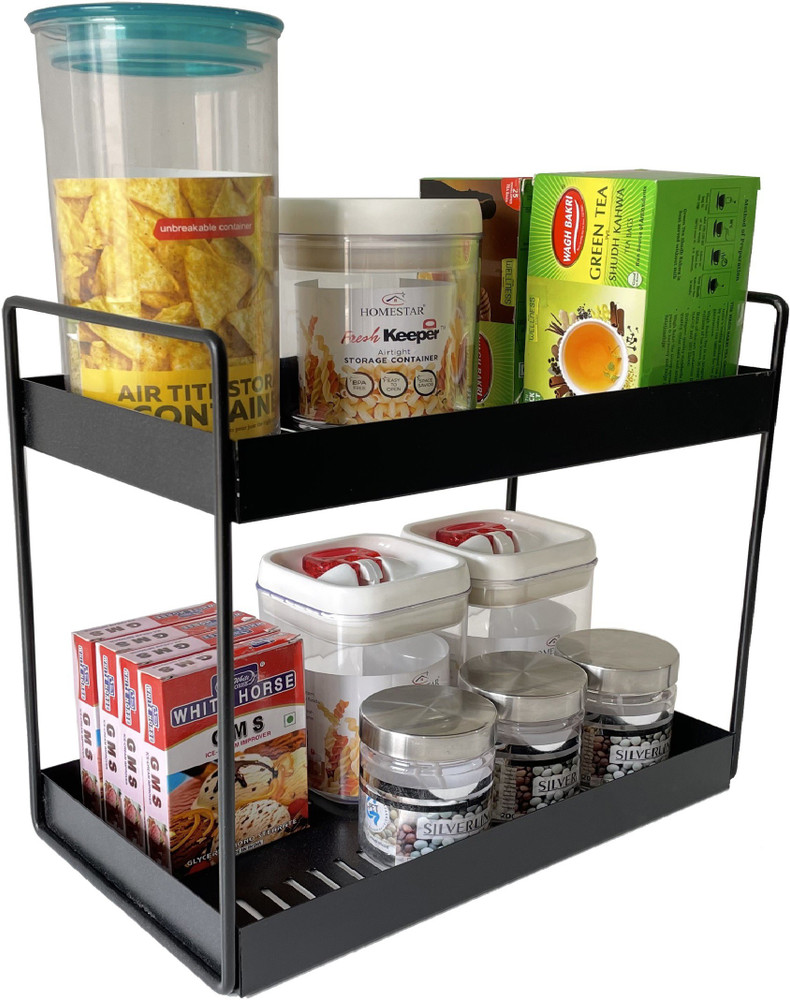 SMART SLIDE Plate Kitchen Rack Iron 2 Shelves Multi purpose Kitchen Rack Spice Rack Container Rack Kitchen Organizer Kitchen Stand Cosmetic Organizer Bathroom Shelf Display Rack Price
