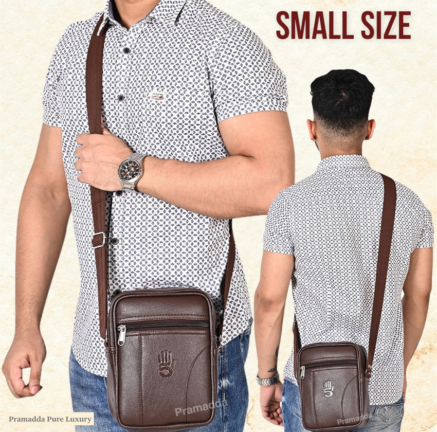 Men's small leather sling bag hot sale
