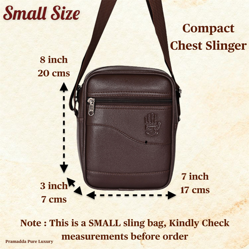 Pramadda Pure Luxury Brown Sling Bag Royal Vegan Leather Tourister