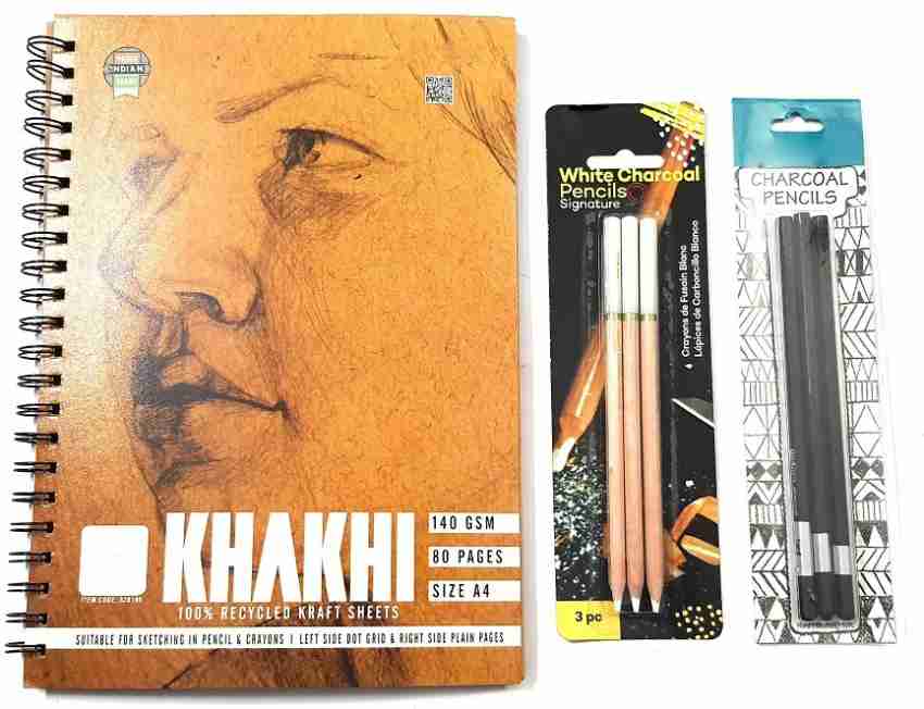 SKYGOLD A5 SKETCH BOOK 140 GSM WITH CAMLIN DRAWING PENCIL SET  COMBO ART SET FOR ARTISTS - ART SET