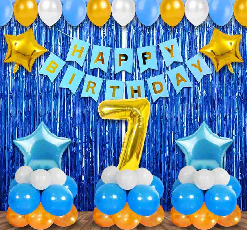 Party Propz Happy Birthday Decoration Kit 38Pcs Blue Theme 7th