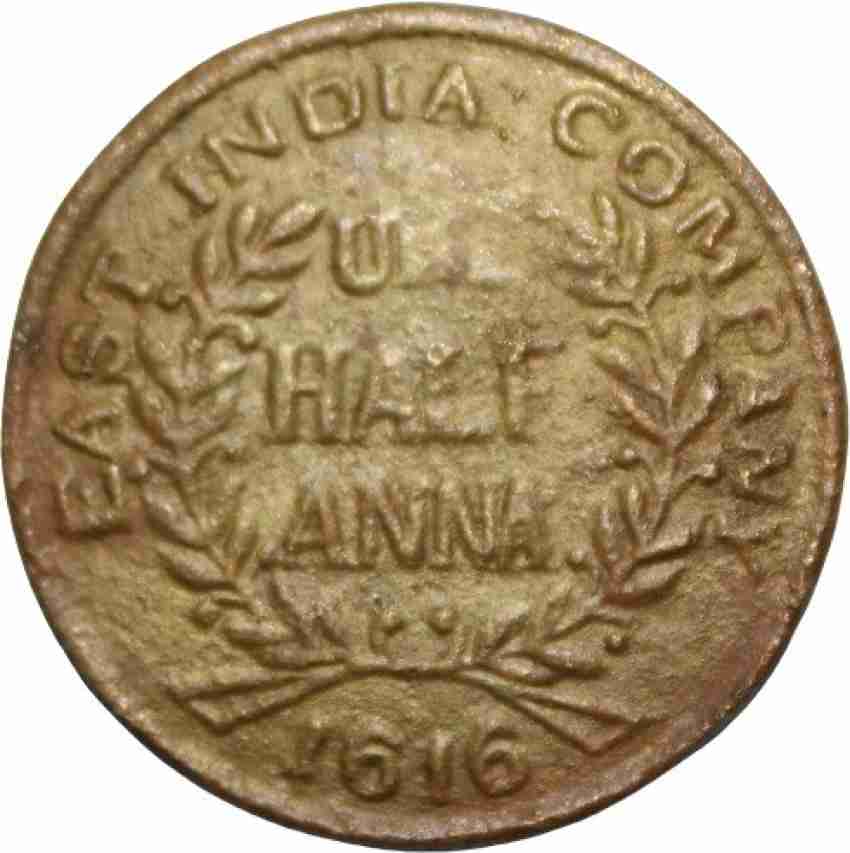 Prideindia HALF ANNA 1616 BACKSIDE GURU NANAK DEV JI EAST INDIA