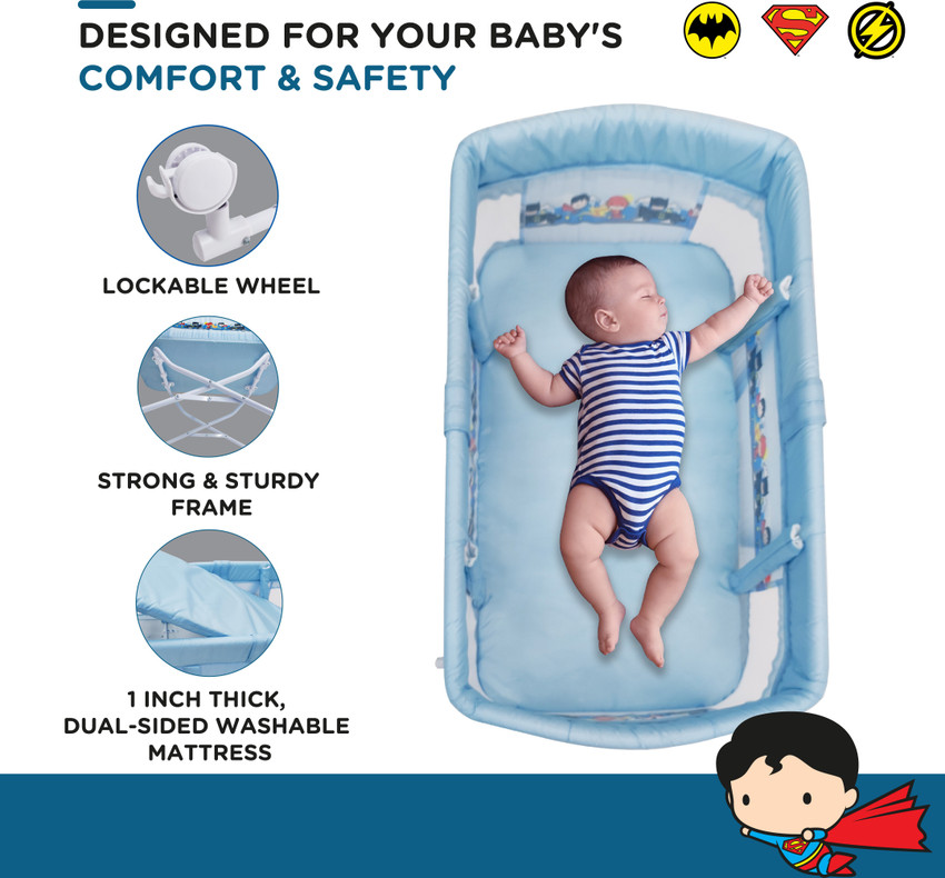 Batman Superman Portable Baby Cot with Swing Bassinet Buy baby Bassinet Buy Babycare products in India. Flipkart