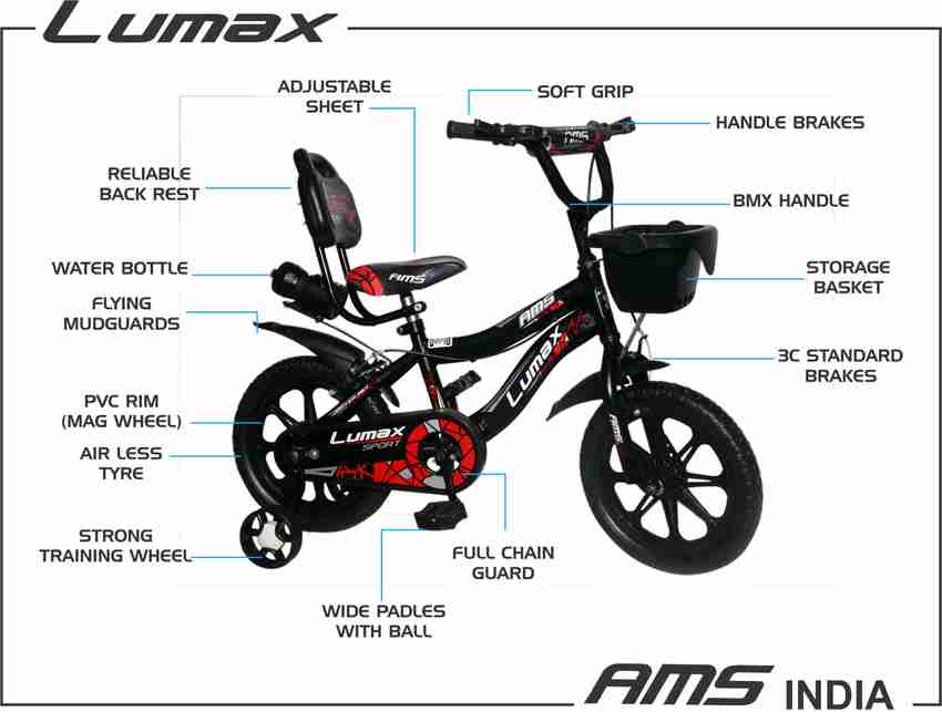 AMS Tomato Red Kids bicycles For 2 to 5 Years Semi Assembled 14 T