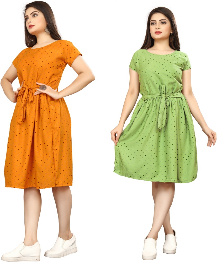 Buy Dark Green Fit & Flare Dress For Women Online in India