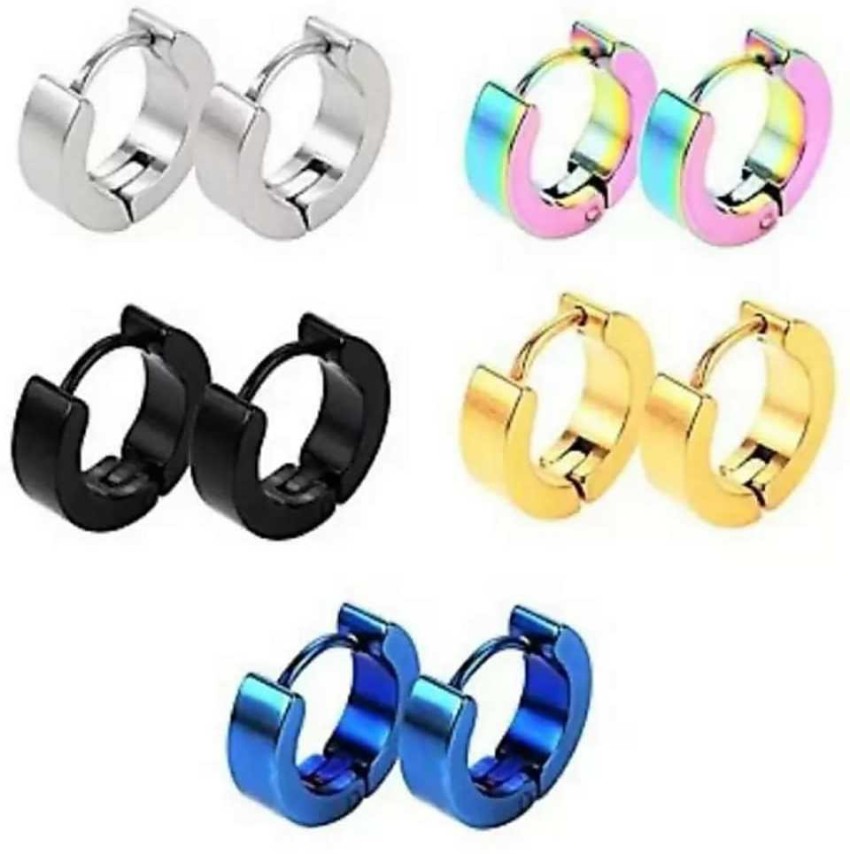 Buy Stainless Steel Huggie Hoop Earrings for Men Women Silver Online in  India  Etsy
