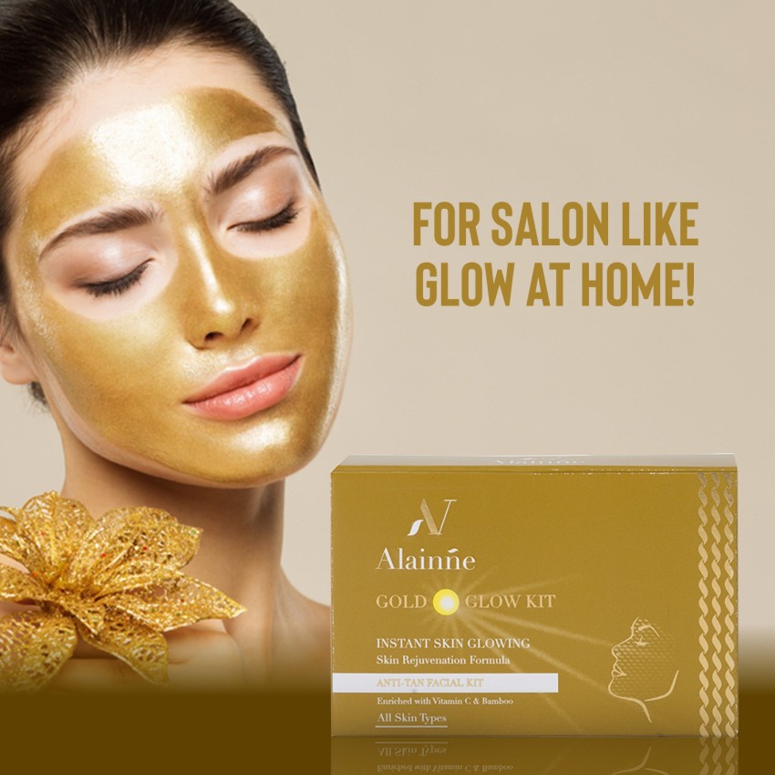 ALAINNE Golden Glow Facial Kit 50G - Price in India, Buy ALAINNE Golden Glow  Facial Kit 50G Online In India, Reviews, Ratings & Features