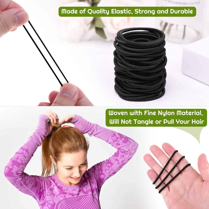 120 Pieces Black Hair Ties for Thick and Curly Hair Ponytail Holders Hair  Elastic Band for Women or Men(4mm)