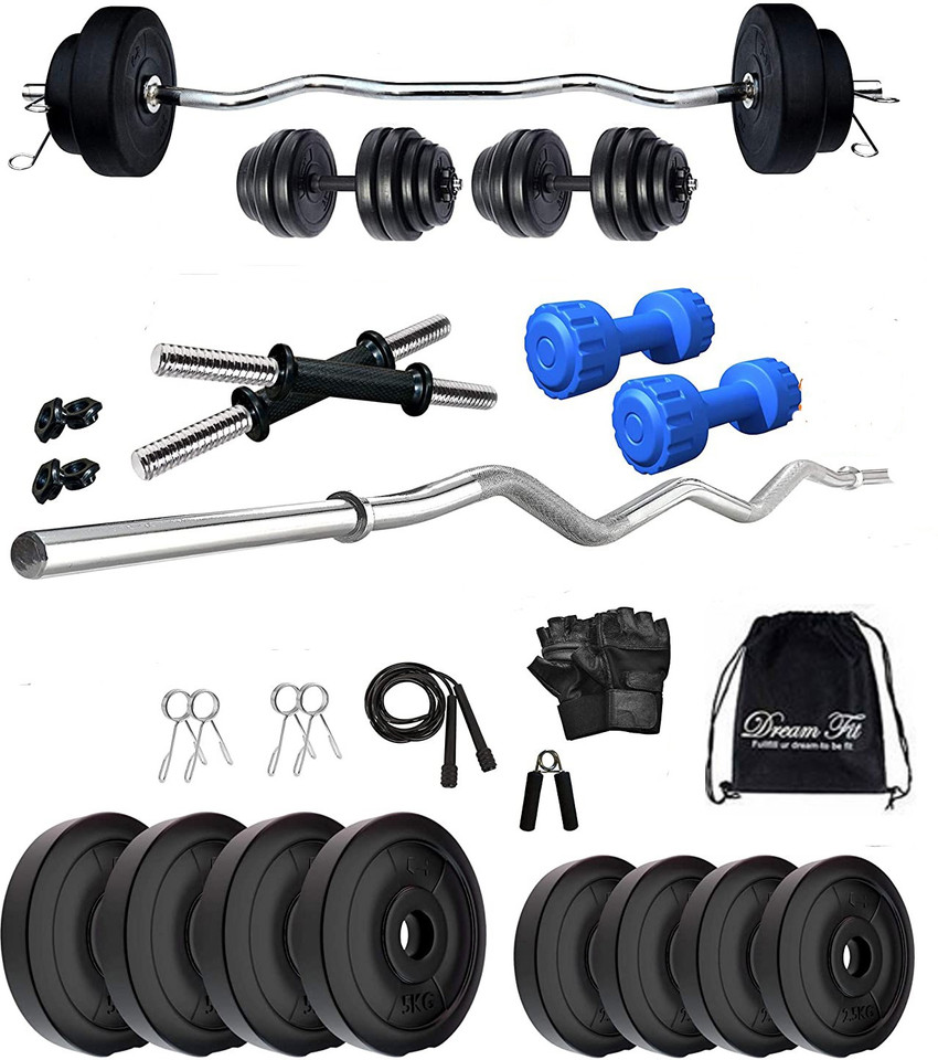 DreamFit 30 kg 30 kg Home gym with 3 ft Curl Rod Free pair of 2 kg