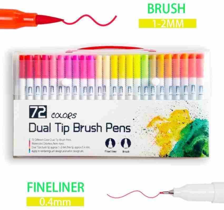 72 Color Watercolor Markers for Drawing Felt-Tip Pens Set for